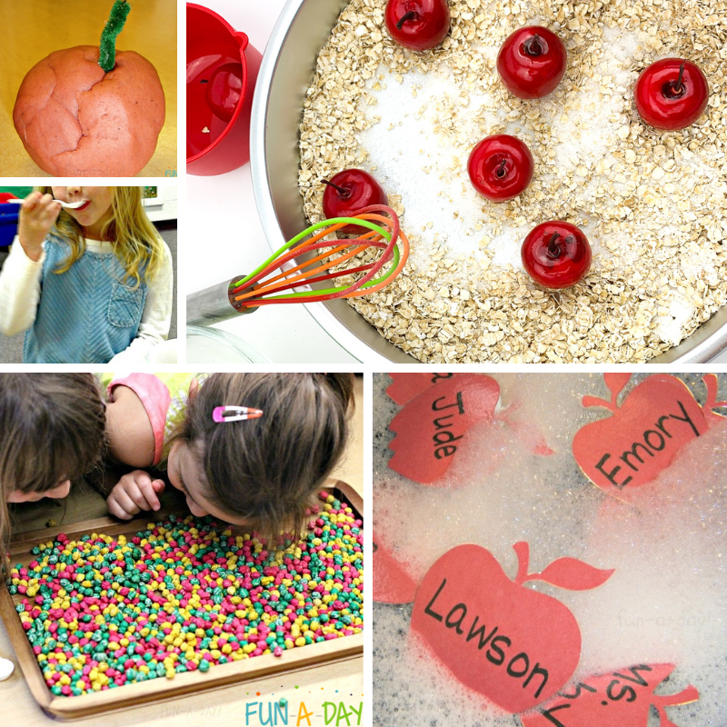 5 apple theme preschool sensory activities