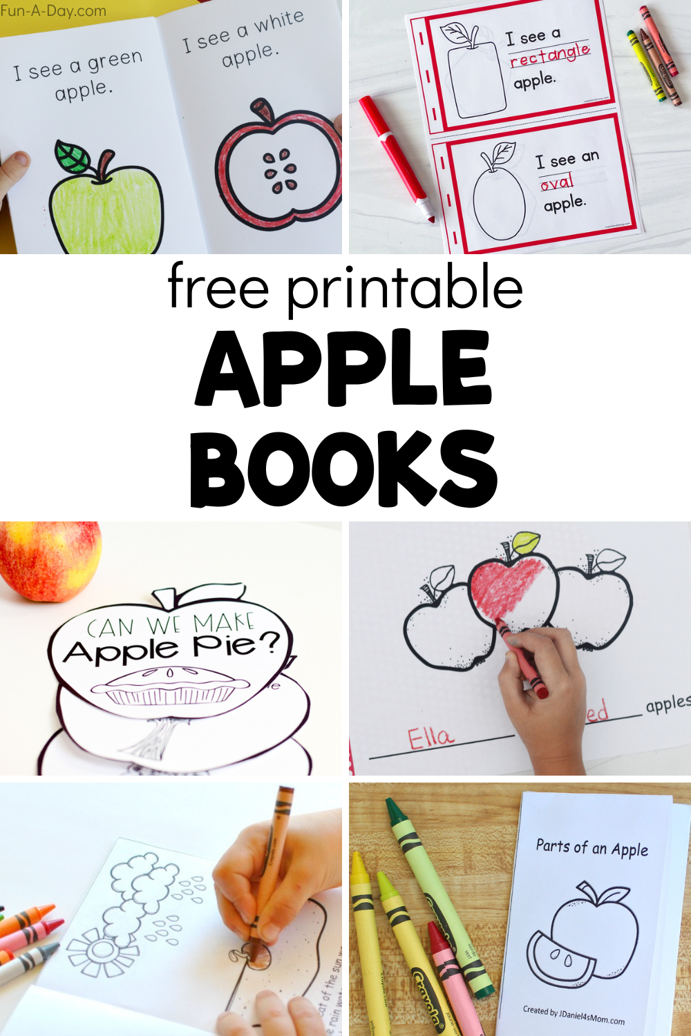 collage of printables with text that reads free printable apple books