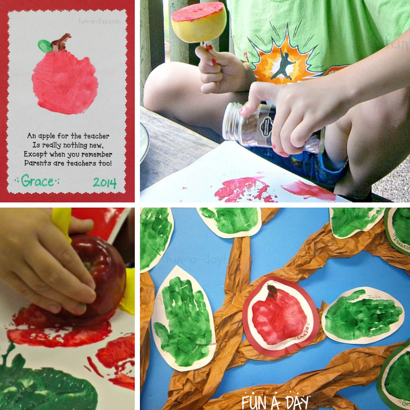 4 art ideas for a preschool or kindergarten apple theme