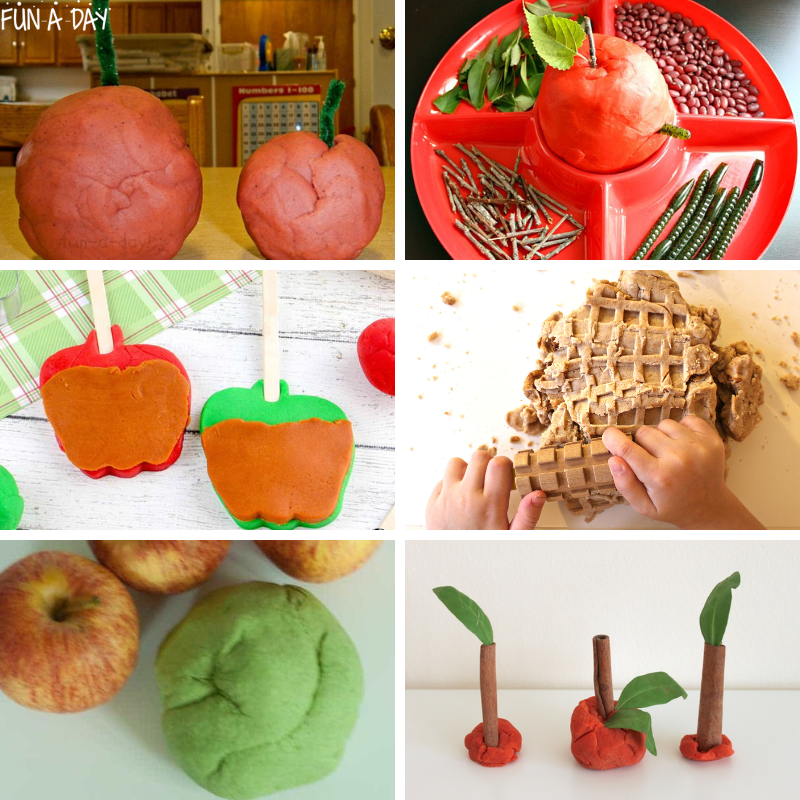 6 pre k apple activities using playdough