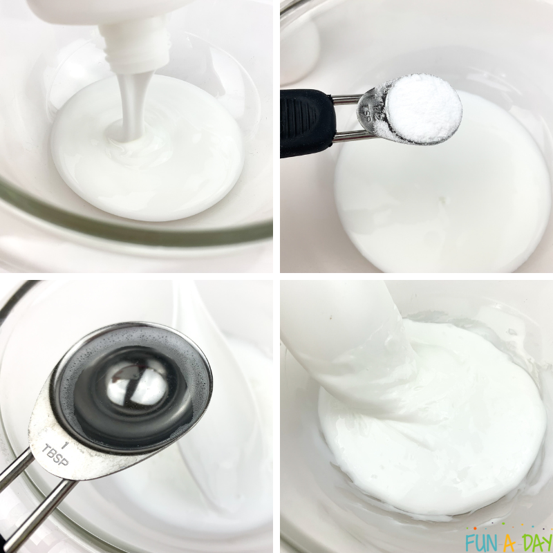 4 steps of the spider slime making process