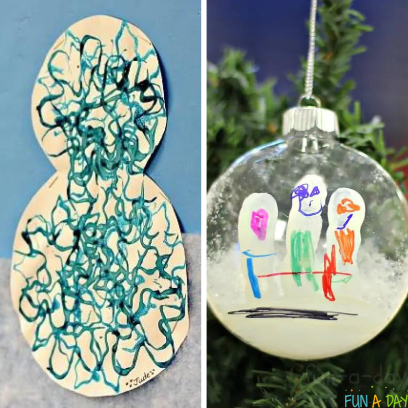 2 ideas for snowman art projects for preschoolers.