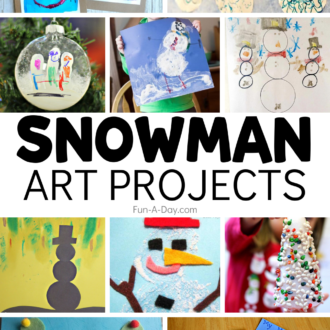 10 ideas for snowman art projects for preschoolers. Text that reads snowman art projects.