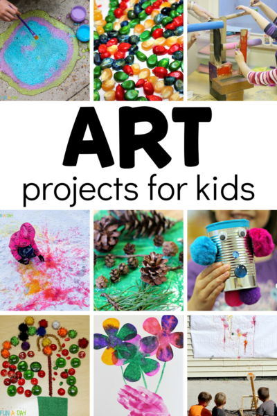 art activities for preschool and kindergarten, with text that reads art projects for kids