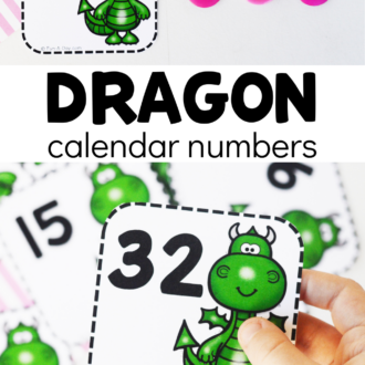 number cards in use with text that reads dragon calendar numbers
