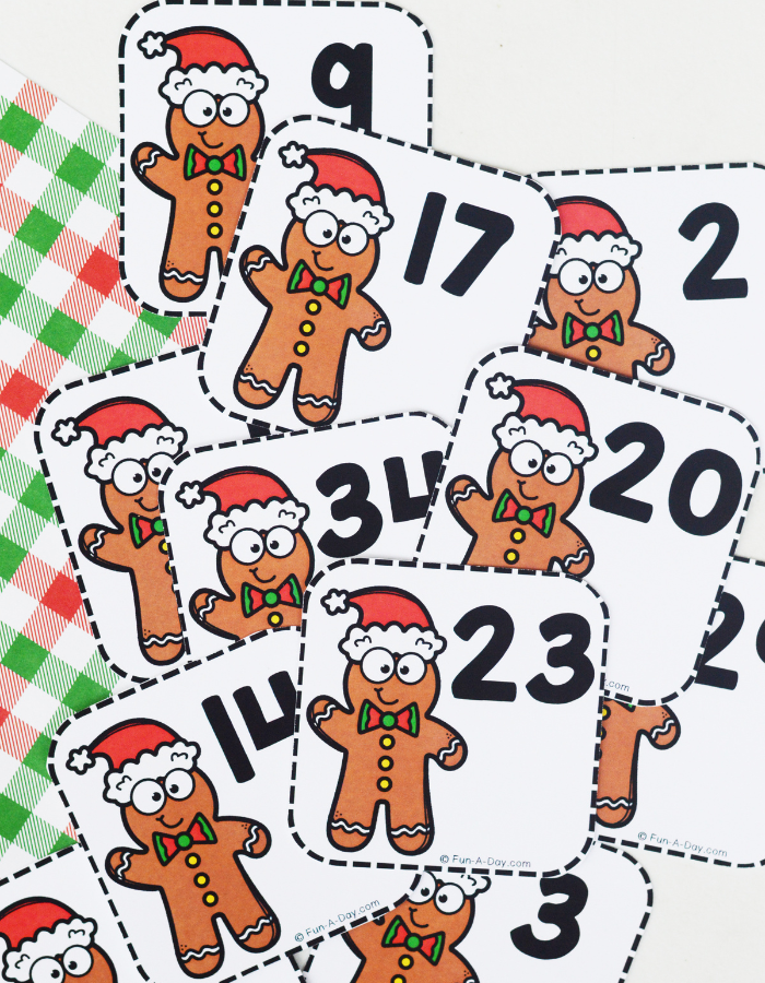 pile of gingerbread man calendar numbers in disarray