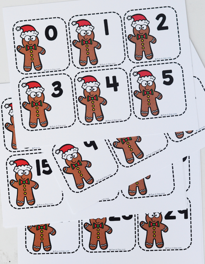 uncut pages of gingerbread man calendar numbers