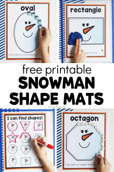 multiple uses of snowman shapes with text that reads free printable snowman shape mats