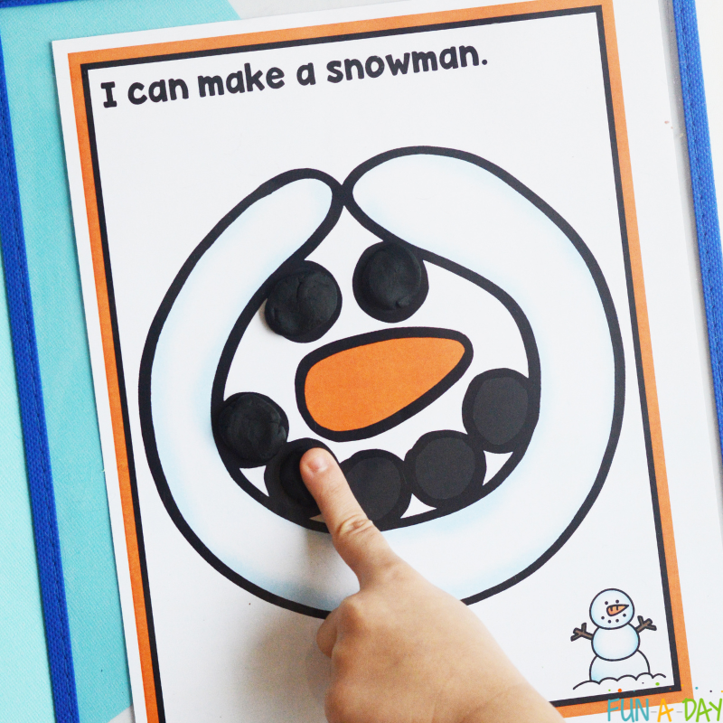 Snowman playdough mat.