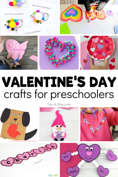 Ten valentine craft ideas for kids with text that reads Valentine's Day crafts for preschoolers.