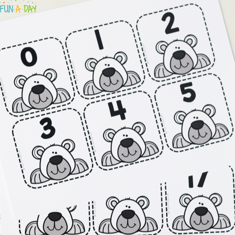 uncut polar bear calendar numbers