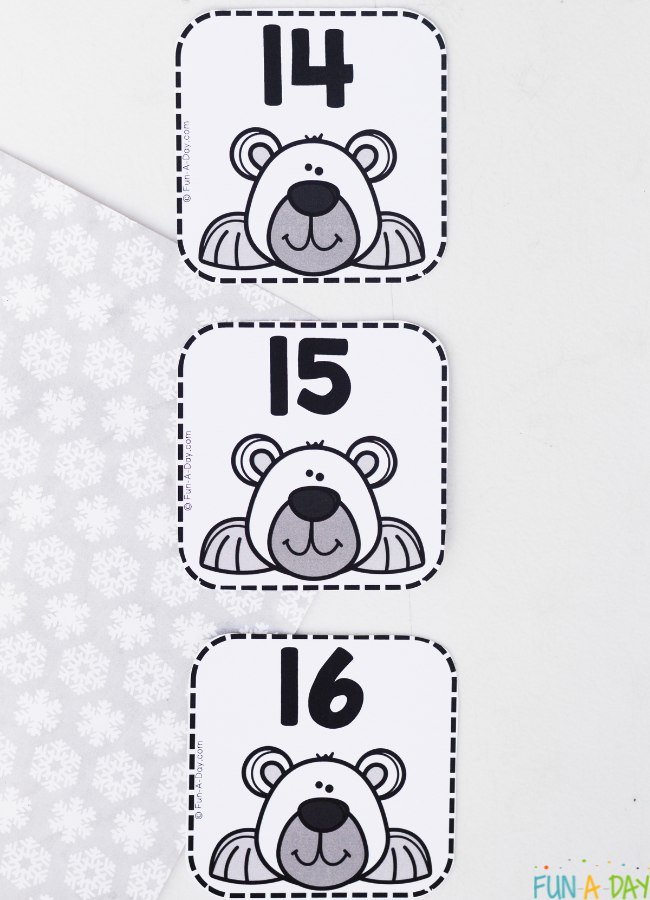 polar bear calendar numbers 14, 15, 16