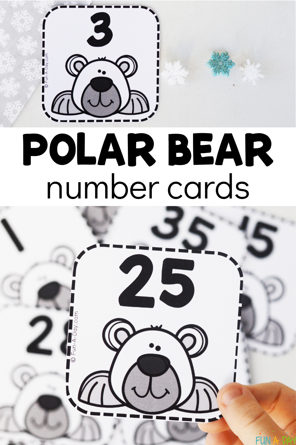 calendar numbers in use with text that reads polar bear number cards