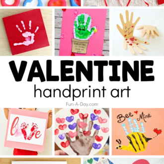 collection of hand prints with text that reads valentine handprint art
