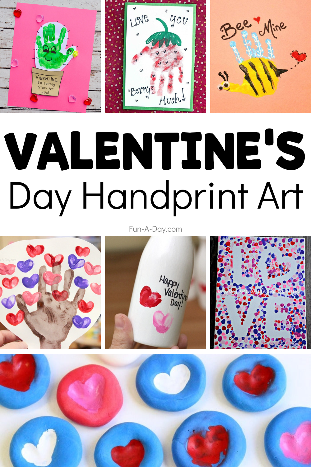 collection of hand print art with text that reads valentine's day handprint art