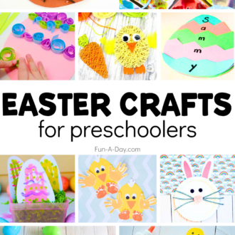 Ten Easter craft ideas with text that reads Easter crafts for preschoolers.