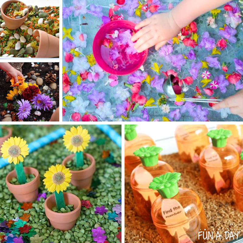 Five ideas for spring flowers sensory bins