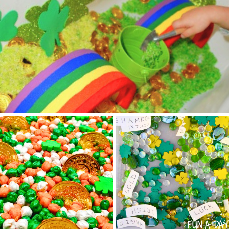 Three ideas for St. Patrick's Day bins.