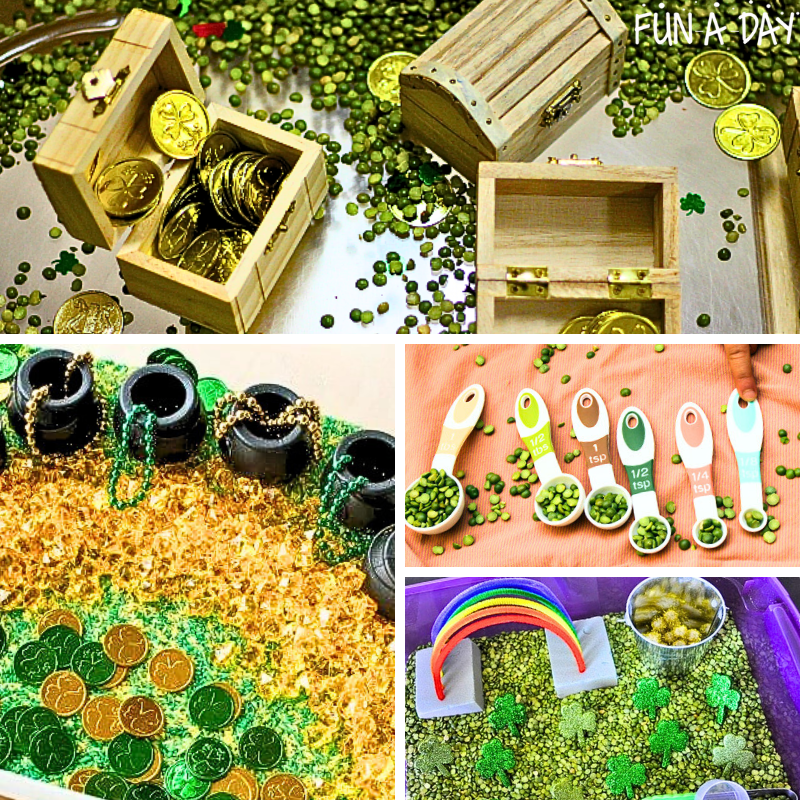 Four ideas for St. Patrick's Day bins.