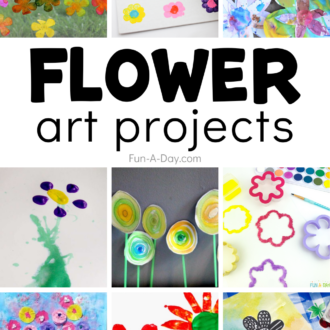 collage of flower ideas with text that reads flower art projects