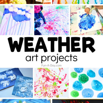 10 weather ideas with text that reads weather art projects.