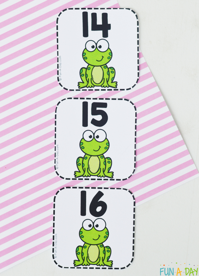 frog calendar numbers 14, 15, 16 in order vertically