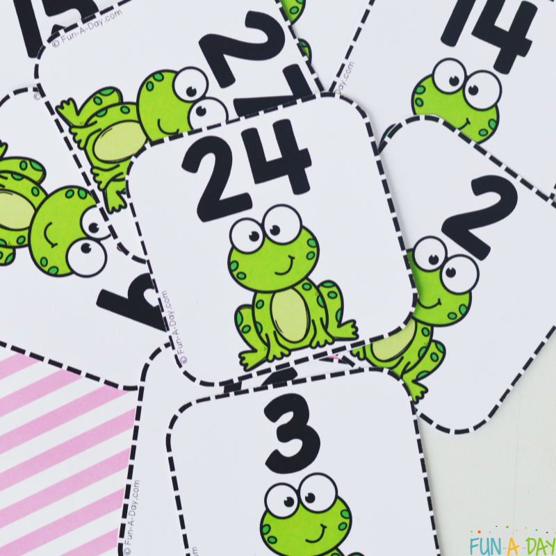 pile of frog number cards in disarray