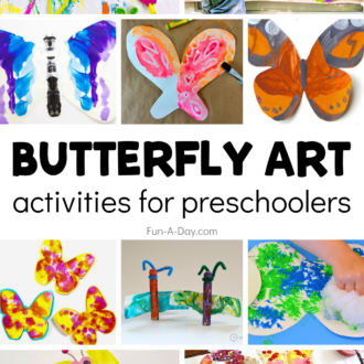 9 butterfly art ideas with text that reads butterfly art activities for preschoolers.