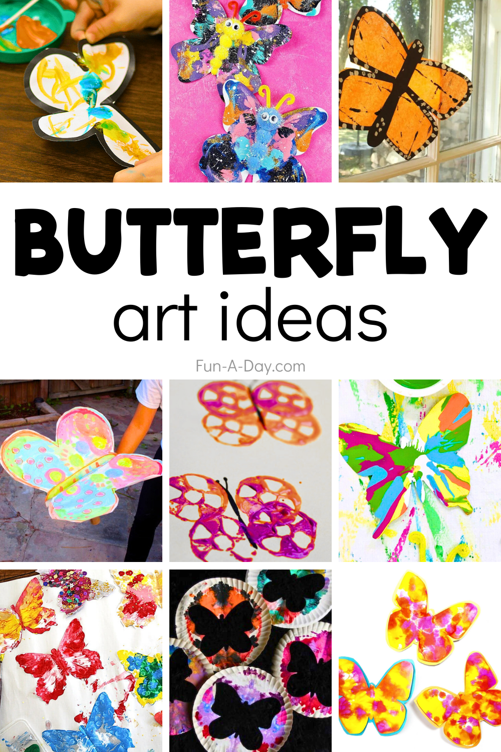 9 butterfly art ideas with text that reads butterfly art ideas.