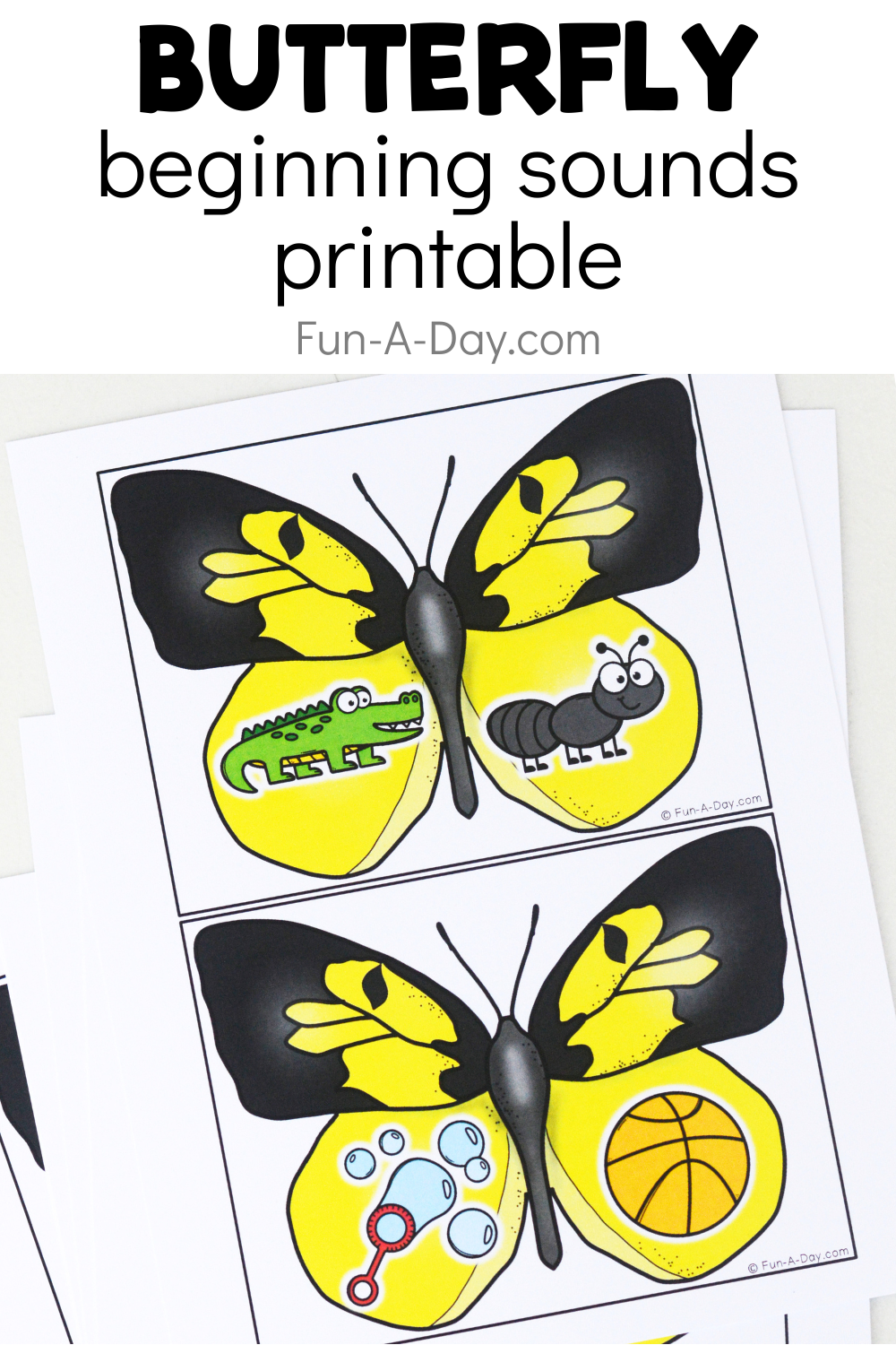 Butterfly beginning sounds printable pages with text that reads butterfly beginning sounds printable
