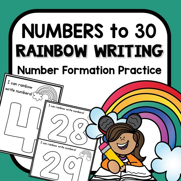 numbers to 30 rainbow writing cover