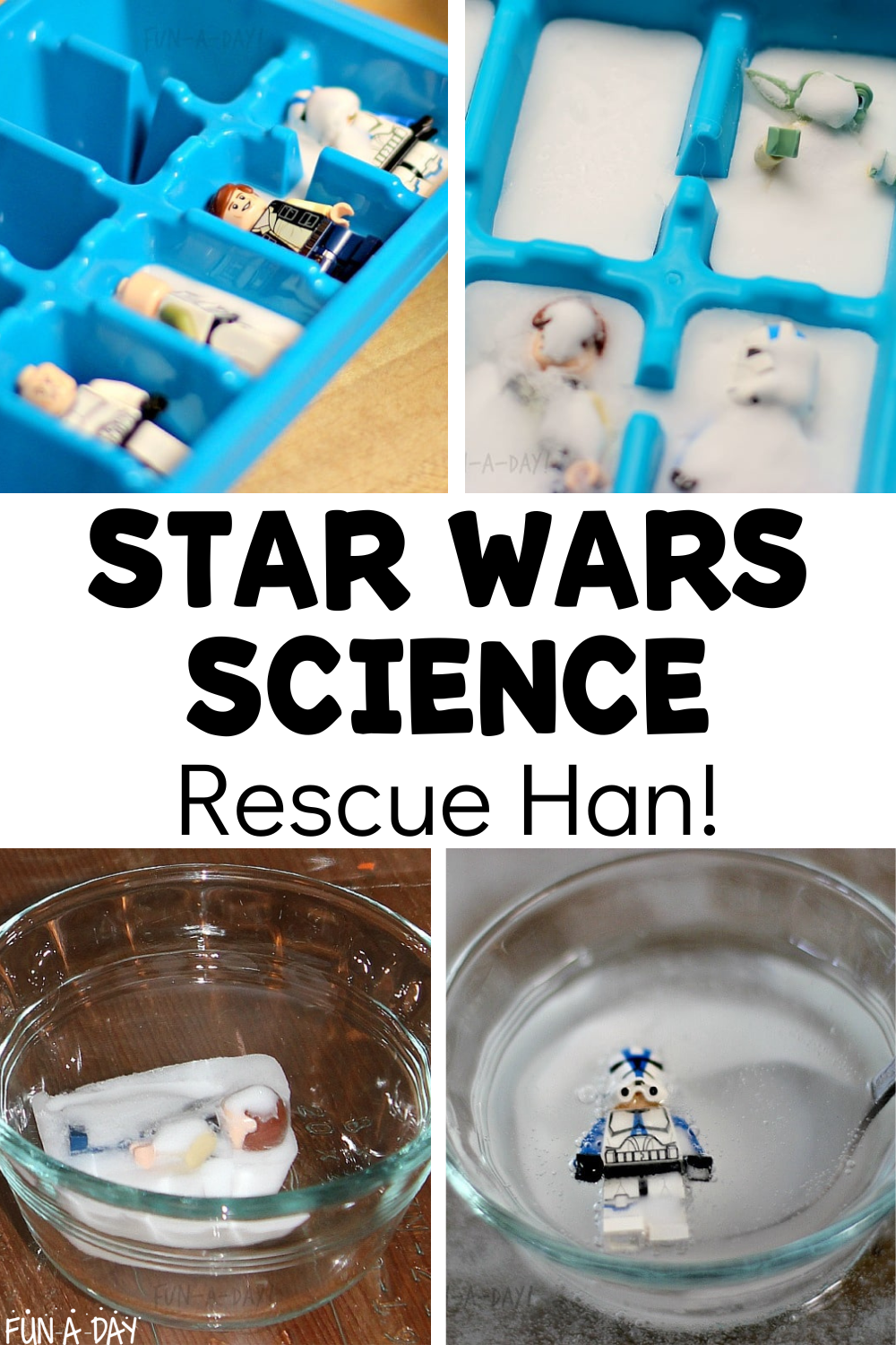 multiple views of science activity with text that reads star wars science rescue han