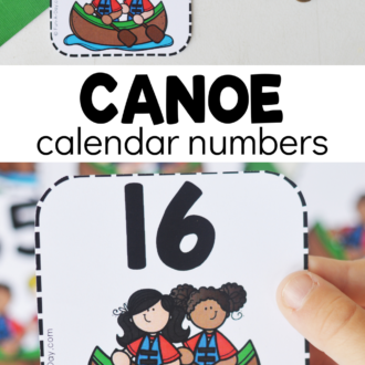 number cards 3 and 16 with text that reads canoe calendar numbers