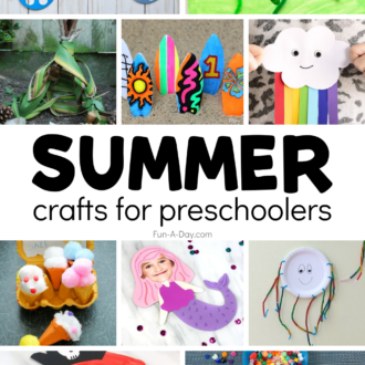 kids' activities with text that reads summer crafts for preschoolers