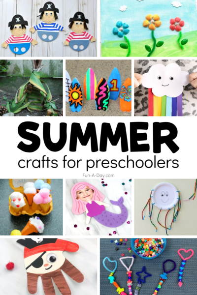 kids' activities with text that reads summer crafts for preschoolers