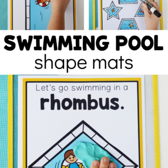 using shape printables with text that reads swimming pool shape mats