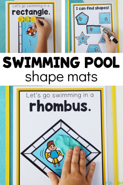 using shape printables with text that reads swimming pool shape mats