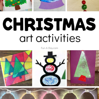 colorful christmas art projects for kids with text that reads christmas art activities